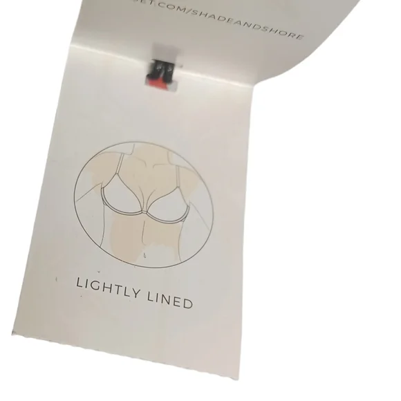 SHADE & SHORE Colorful Blue Floral Print White Stripe Halter Bikini Top 34D - Picture 4 of 9